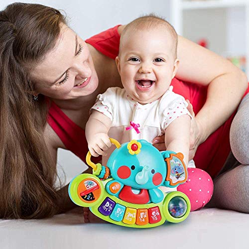 HOLA Baby Toys 6 Months Plus, Toys of Baby 12 Months, Musical Elephant Baby Piano Toys 6 12 18 Months, Interactive Early Learning Toys for 1 Year Old Girls Boys Gifts