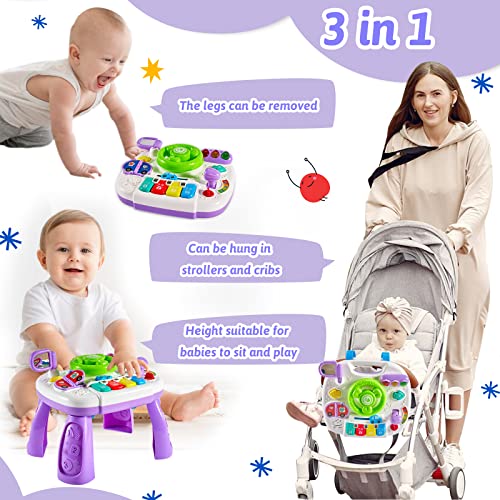 LINFUN KIDS Musical Learning Activity Table Baby Toys 6 Months Plus, 4 In 1 Steering Wheel Toy Sensory Activities Toys Gift for Kids Toddlers Boys Girls 8 9 10 12 Months 1 Years Old