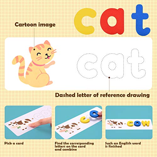 Qukir Spelling Games for 1 2 3 Year Olds, Alphabet Flash Cards Toys for 1-6 Year Old Girls Educational Toys for 2+ Year Olds Boys Kids Toys Age 2 3 4 5 6 Learning Games Spelling Words Matching Letter