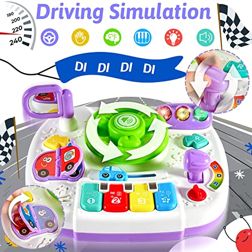 LINFUN KIDS Musical Learning Activity Table Baby Toys 6 Months Plus, 4 In 1 Steering Wheel Toy Sensory Activities Toys Gift for Kids Toddlers Boys Girls 8 9 10 12 Months 1 Years Old