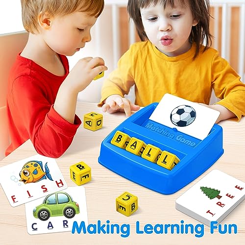 HahaGift Educational Toys for 3 4 5 Year Olds kids Gifts, Matching Spell Game Toys Age 3 4 5, Letter Recognition Spelling and Reading Learning Montessori Toys for 2 3 Year Olds