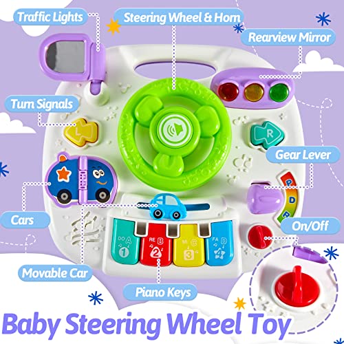 LINFUN KIDS Musical Learning Activity Table Baby Toys 6 Months Plus, 4 In 1 Steering Wheel Toy Sensory Activities Toys Gift for Kids Toddlers Boys Girls 8 9 10 12 Months 1 Years Old