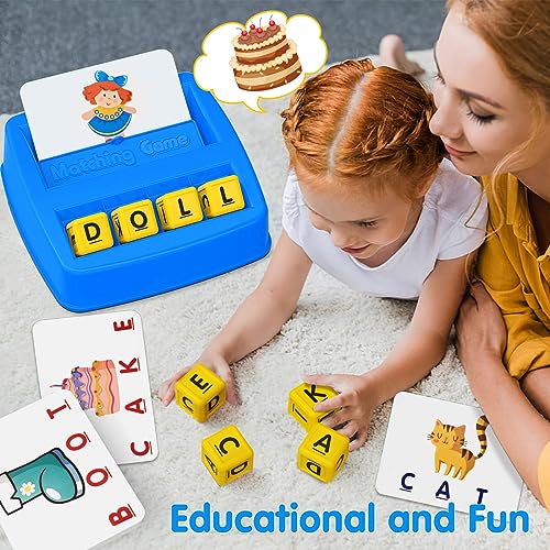 HahaGift Educational Toys for 3 4 5 Year Olds kids Gifts, Matching Spell Game Toys Age 3 4 5, Letter Recognition Spelling and Reading Learning Montessori Toys for 2 3 Year Olds