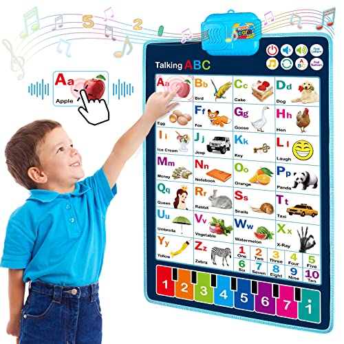 HahaGift Educational Toys for 2 3 4 Year Olds Boys Gifts, Interactive Learning Toys for Boys Age 2-3 Year ABC Poster for Kids Toys Age 2 3 4 Christmas Birthday Gifts for 2-5 Year Old Boys Toys Age 4-5