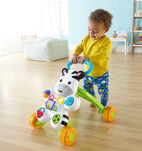 Fisher-Price Learn with Me Zebra Walker UK English Edition, Musical Infant Walking Toy, GXC31