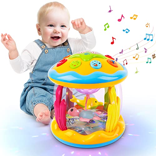 L&Y Baby Toys 6 to 12 Months, Ocean Projector Light Up Toys with Music, Sensory Toys for 1 2 3 Year Old Boys Girls, Musical Toys 12-18 Months Crawling Learning Tummy Time Toys 1st Birthday Gifts