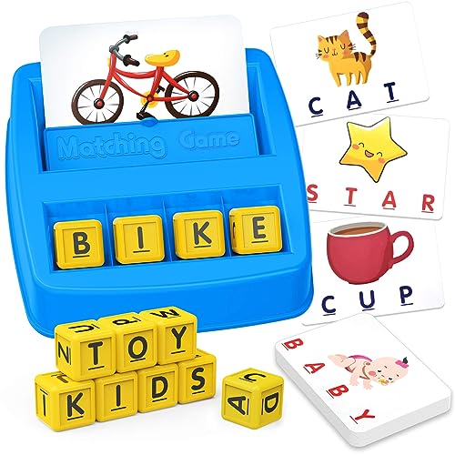HahaGift Educational Toys for 3 4 5 Year Olds kids Gifts, Matching Spell Game Toys Age 3 4 5, Letter Recognition Spelling and Reading Learning Montessori Toys for 2 3 Year Olds