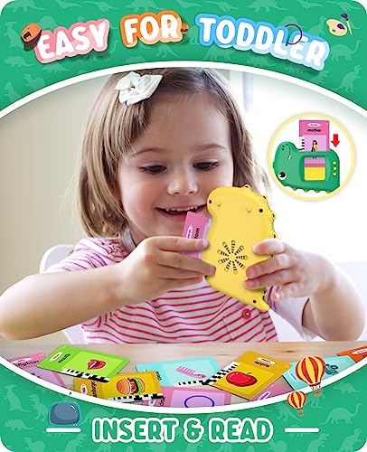 Talking Flash Card Learning Educational Toy, 224 Words 112 Double Sided Dinosaur Montessori Toys, Preschool SensoryToys For 1-6 Years Old Toddlers, Birthday Gift for Kids