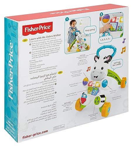 Fisher-Price Learn with Me Zebra Walker UK English Edition, Musical Infant Walking Toy, GXC31