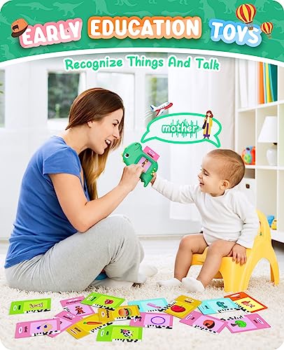 Talking Flash Card Learning Educational Toy, 224 Words 112 Double Sided Dinosaur Montessori Toys, Preschool SensoryToys For 1-6 Years Old Toddlers, Birthday Gift for Kids