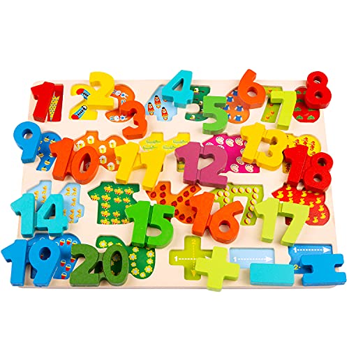 Voamuw Wooden Puzzles for Toddlers, Wooden Alphabet Number Shape jigsaw for 3 4 5 Year olds Kids, Montessori Toys Learning Educational Gift for Boys Girls (Set of 3)