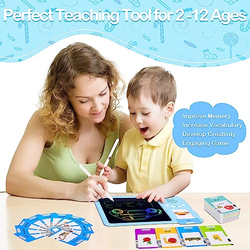 Toddlers Learning Educational Toys Gifts for 2 3 4 5 6 7 8 Year Old Boys and Girls Kids, Autism Sensory Toy for Autistic Children, Talking Flash Cards with LCD Drawing Scribble Boards Montessori Toys