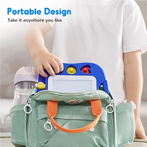 SGILE Magnetic Drawing Board for Kids, Colorful Erasable Doodle Board with Magnet Pen, Painting Sketch Pad with Three Stamps, Travel Toy, Birthday Gift, Educational Learning Toy for Toddlers, Blue