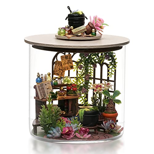 Cuteefun DIY Miniature Dolls House Kit, DIY Wooden Doll House Kit with Dust cover, Handmade Crafts for Adults, Creative Room, Gift for Birthday, Chirstmas (Magic Garden)