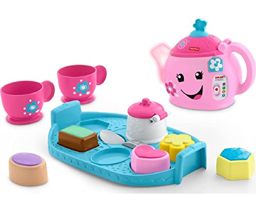 Fisher-Price Laugh & Learn Toddler Learning Toy Sweet Manners Tea Set with Smart Stages for Pretend Play Ages 18+ Months, DYM76