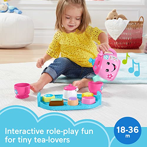 Fisher-Price Laugh & Learn Toddler Learning Toy Sweet Manners Tea Set with Smart Stages for Pretend Play Ages 18+ Months, DYM76