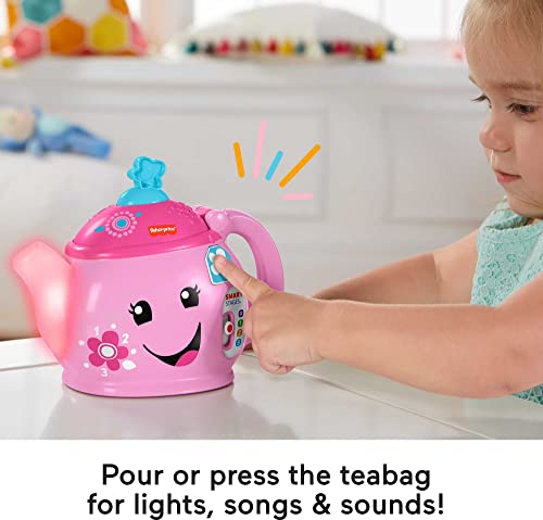 Fisher-Price Laugh & Learn Toddler Learning Toy Sweet Manners Tea Set with Smart Stages for Pretend Play Ages 18+ Months, DYM76