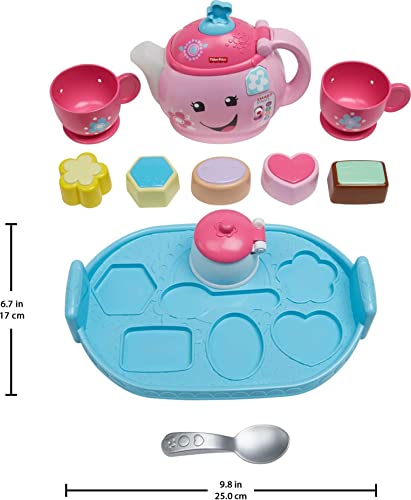 Fisher-Price Laugh & Learn Toddler Learning Toy Sweet Manners Tea Set with Smart Stages for Pretend Play Ages 18+ Months, DYM76