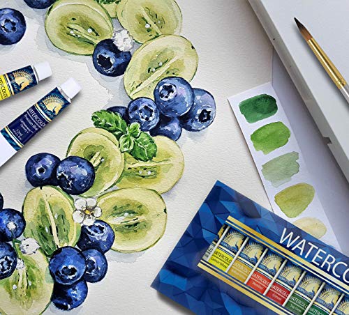 MyArtscape Watercolor Paint Set - 12 x 12ml Tubes - Lightfast - Highly Pigmented - Vibrant Colors - Fade Proof - Painting Kit for Adults & Hobby Painters - Professional Watercolors Supplies