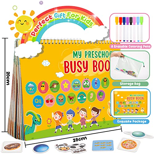 DINORUN Montessori Toys Busy Book for Toddlers 30 Themes Toddler Toys Preschool Learning Books Educational Toys for 2 3 4 5 Year old Boys and Girls