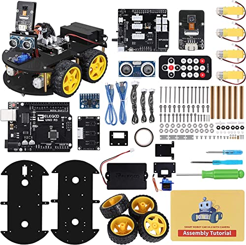 ELEGOO Smart Robot Car Kit V4.0 Compatible with Arduino IDE with UNO R3 Board, Line Tracking Module, Ultrasonic Sensor, IR Module, Intelligent & Educational Toy Car Robotic Kit for Kid Teen Adult