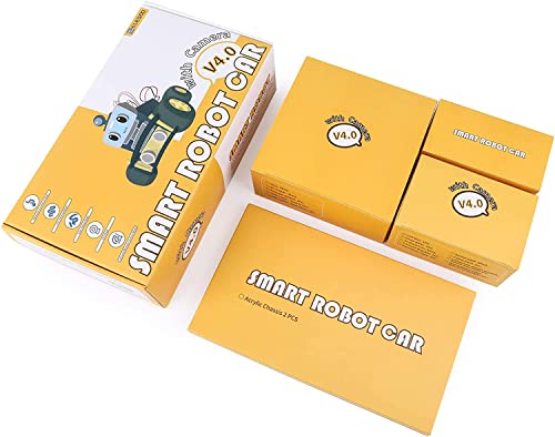 ELEGOO Smart Robot Car Kit V4.0 Compatible with Arduino IDE with UNO R3 Board, Line Tracking Module, Ultrasonic Sensor, IR Module, Intelligent & Educational Toy Car Robotic Kit for Kid Teen Adult