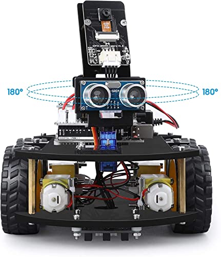 ELEGOO Smart Robot Car Kit V4.0 Compatible with Arduino IDE with UNO R3 Board, Line Tracking Module, Ultrasonic Sensor, IR Module, Intelligent & Educational Toy Car Robotic Kit for Kid Teen Adult