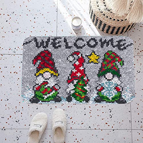 SKTWOE Latch Hook Rug Kits for Adults Christmas Rug Making Kits Printed Canvas Tapestry Kits Embroidery Kits DIY Crochet Yarn Kits for Beginners Adults Kids Craft Kit Creative Gift 52Cmx35cm