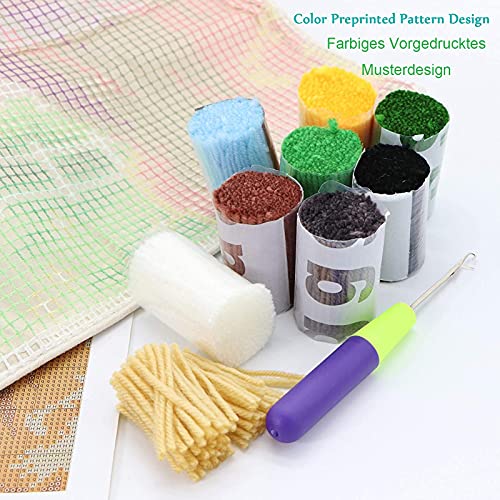 SKTWOE Latch Hook Rug Kits for Adults Christmas Rug Making Kits Printed Canvas Tapestry Kits Embroidery Kits DIY Crochet Yarn Kits for Beginners Adults Kids Craft Kit Creative Gift 52Cmx35cm