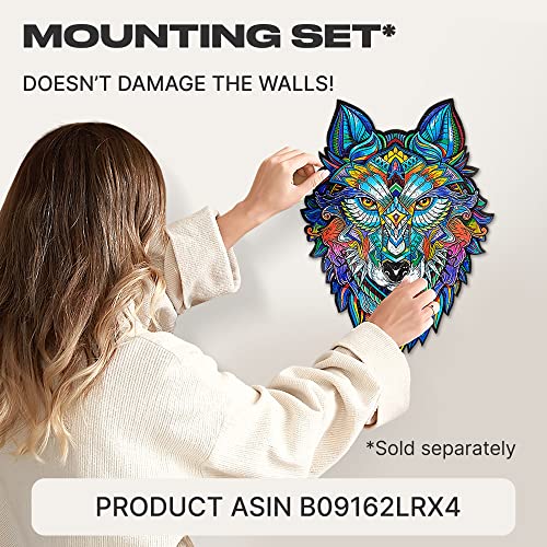 UNIDRAGON Original Wooden Jigsaw Puzzle - Majestic Wolf, 185 pcs, Medium 9.7"x13", Unique Animal Shaped Puzzle Box, Birthday Gift Idea for Kids, Adults, Girls, Boys, Family Game and Hobby