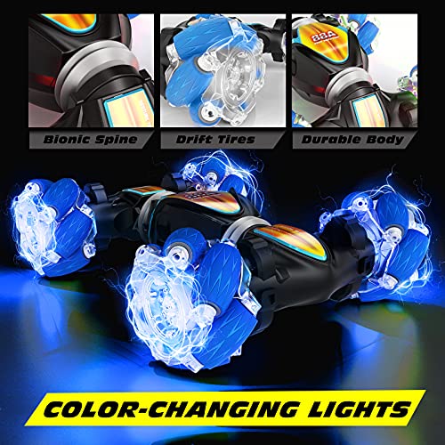 Tecnock RC Car Remote Control Car for Kids Adults, 1:20 Scale 4WD Gesture Sensor Remote Control Crawler, 2.4 GHz Transform RC Stunt Car with Light, Gift for Boys Girls