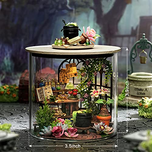 Cuteefun DIY Miniature Dolls House Kit, DIY Wooden Doll House Kit with Dust cover, Handmade Crafts for Adults, Creative Room, Gift for Birthday, Chirstmas (Magic Garden)