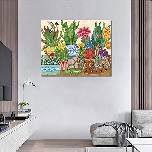 TISHIRON DIY Oil Painting by Numbers Succulent Plants Paint by Numbers for Adults Beginner Kids with Brushes and Acrylic Pigment for Home Wall Decor 16 x 20 Inches (ZBB-SZH-308)