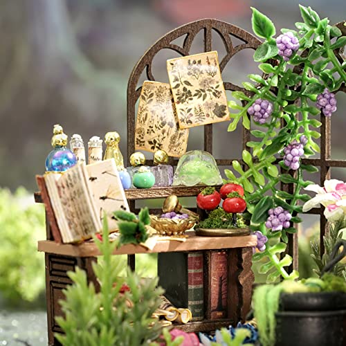 Cuteefun DIY Miniature Dolls House Kit, DIY Wooden Doll House Kit with Dust cover, Handmade Crafts for Adults, Creative Room, Gift for Birthday, Chirstmas (Magic Garden)