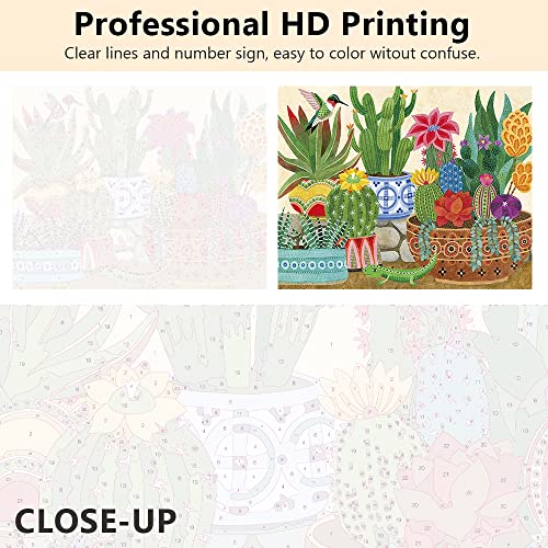TISHIRON DIY Oil Painting by Numbers Succulent Plants Paint by Numbers for Adults Beginner Kids with Brushes and Acrylic Pigment for Home Wall Decor 16 x 20 Inches (ZBB-SZH-308)