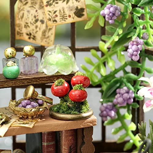 Cuteefun DIY Miniature Dolls House Kit, DIY Wooden Doll House Kit with Dust cover, Handmade Crafts for Adults, Creative Room, Gift for Birthday, Chirstmas (Magic Garden)