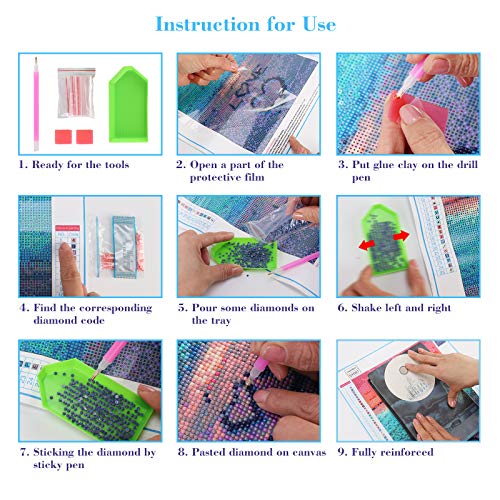 NASHRIO 5D Diamond Painting Kits for Kids, Round Diamond Art Kits Adults, DIY Full Drill Diamond Painting for Home Decor, Gifts. (Canvas Size: 40cm x 30cm)