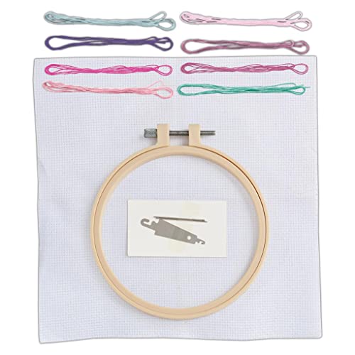 Simply Make Adults Cute Flower Heart Embroidery Craft Cross-Stitch Kit, Makes A Perfect Present for Any Creativity, Hobby Enthusiast, Ideal for Beginners First Starter Sets, Make Your Own DIY Crafts