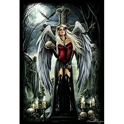 5D DIY Diamond Painting, 5D Diamond Paint Kits Embroidery Pictures Cross Stitch Arts Dark Angel Full Drill Diamond Art Kits for Home Wall Decor(30 × 40 cm)
