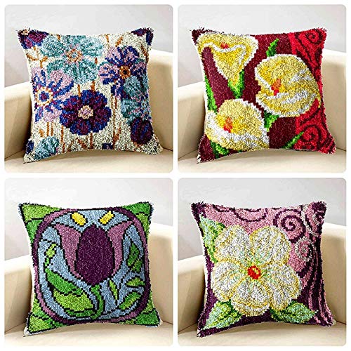 LDDOTR Latch Hook Kits, DIY Latch Hook Kits for Adults Carpet Cushion Crocheting Pillowcase Rug Sewing Craft Kit Creative Gift for Home Sofa Furniture,style5