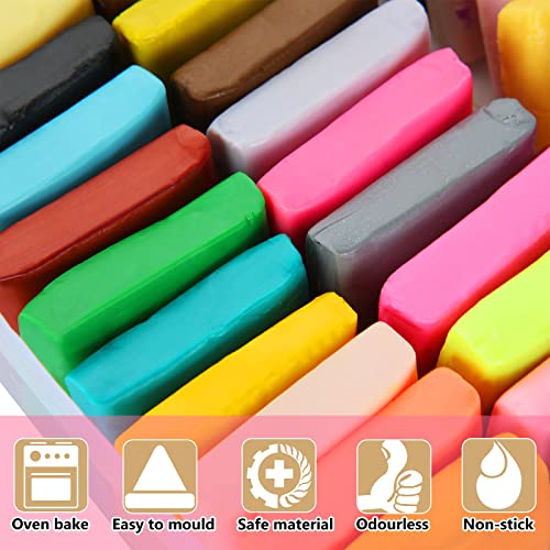 AKOLAFE Polymer Clay Kits for Adults, 50 Colours Plasticine Modelling Clay Kit, Air Dry Clay kit Soft Oven Bake Magic Clay, with Storage Box & Accessories Ideal DIY Gift for Art DIY Crafts