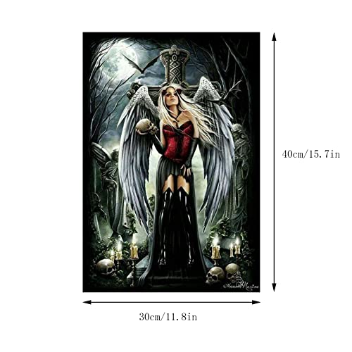 5D DIY Diamond Painting, 5D Diamond Paint Kits Embroidery Pictures Cross Stitch Arts Dark Angel Full Drill Diamond Art Kits for Home Wall Decor(30 × 40 cm)