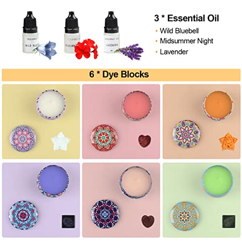 Soy Candle Making Kit, DIY Scented Candle Making Supplies for Adults & Beginners, Full Set Candle Maker Set with Melting Pot, Jars, Soy Wax, Dyes, Wicks, Sticker, Thermometer, Fragrance Oils
