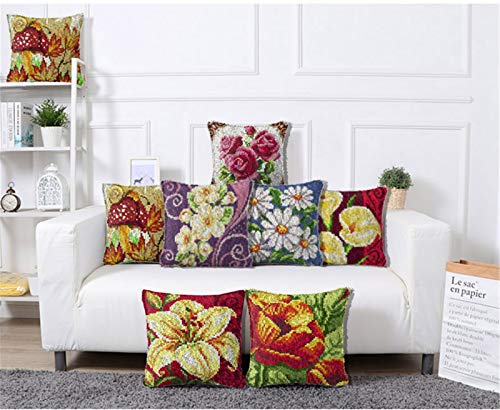 LDDOTR Latch Hook Kits, DIY Latch Hook Kits for Adults Carpet Cushion Crocheting Pillowcase Rug Sewing Craft Kit Creative Gift for Home Sofa Furniture,style5