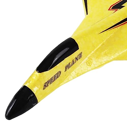 Colcolo RC Plane Foam RC Airplane with Light, 2x Flight Time Easy to Control 28.5x21cm Outdoor Flighting Toys Jet Fighter Toys 2 Channel RC Glider for Beginner Adults，Yellow Pro