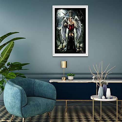 5D DIY Diamond Painting, 5D Diamond Paint Kits Embroidery Pictures Cross Stitch Arts Dark Angel Full Drill Diamond Art Kits for Home Wall Decor(30 × 40 cm)