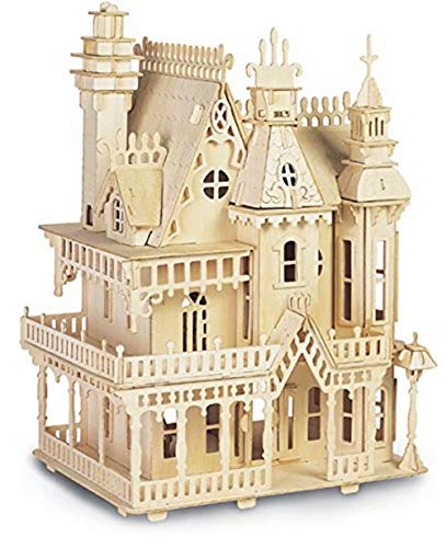CUTEROOM Fantasy Villa Model House Kit - 3D Puzzle Model Kit - Woodcraft Construction Kit Diy Miniature Dolls House Kits for Adults to Bulid