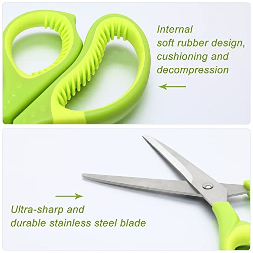 Scissor Set with Sharp Blades, Craft Scissors Stationery for Office School Cutting Sewing Soft Grip Scissors Set of 3, Stainless Steel