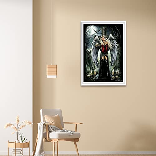 5D DIY Diamond Painting, 5D Diamond Paint Kits Embroidery Pictures Cross Stitch Arts Dark Angel Full Drill Diamond Art Kits for Home Wall Decor(30 × 40 cm)