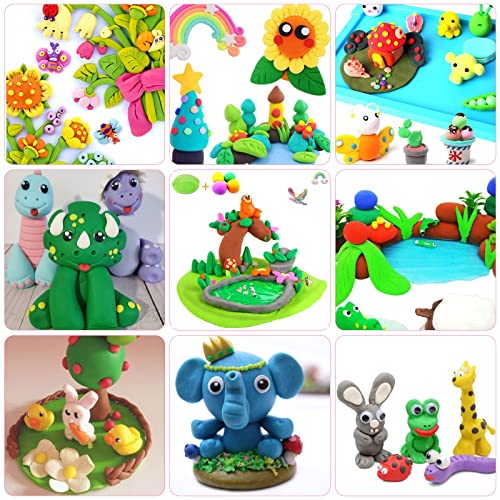 AKOLAFE Polymer Clay Kits for Adults, 50 Colours Plasticine Modelling Clay Kit, Air Dry Clay kit Soft Oven Bake Magic Clay, with Storage Box & Accessories Ideal DIY Gift for Art DIY Crafts